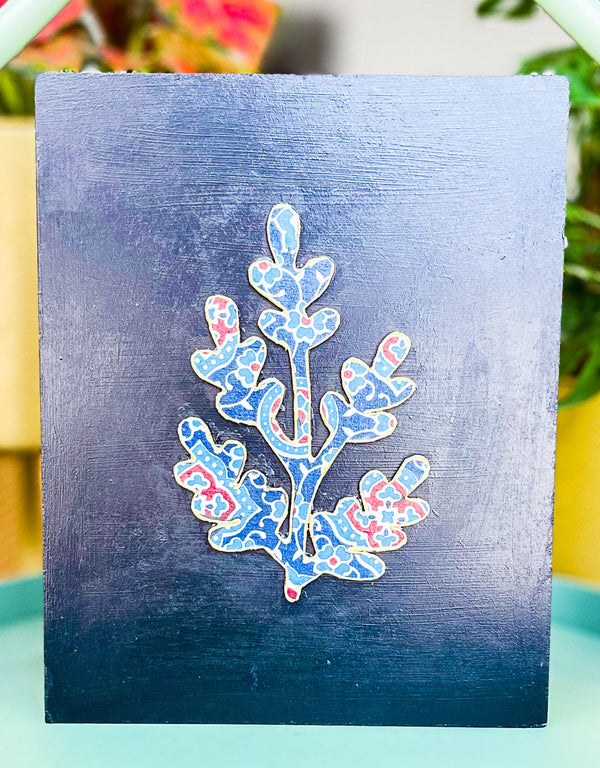 Ethnic Leaf - Blue Ajrakh Wall Art